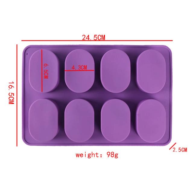 Molde de Silicone Oval para 8 Cavidades - Ideal para DIY de Sabão Artesanal e Resina na Cozinha
