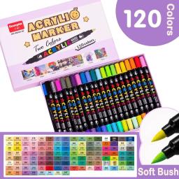 168/84/36 cores marcador de tinta acrílica cabeça dupla cor canetas marcadoras para caligrafia graffiti arte suprimentos papelaria escolar - Image 2