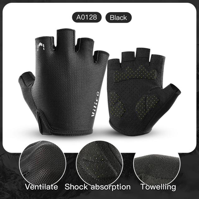 Luvas de Ciclismo e Esportes Meio Dedo Resistentes e Antiderrapantes