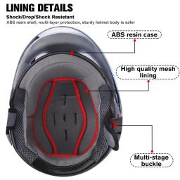 ABS capacete de segurança com viseira, óculos embutidos, instrução para crianças, protetores de olhos, adesivos reflexivos, chapéu industrial, industrial - Image 6