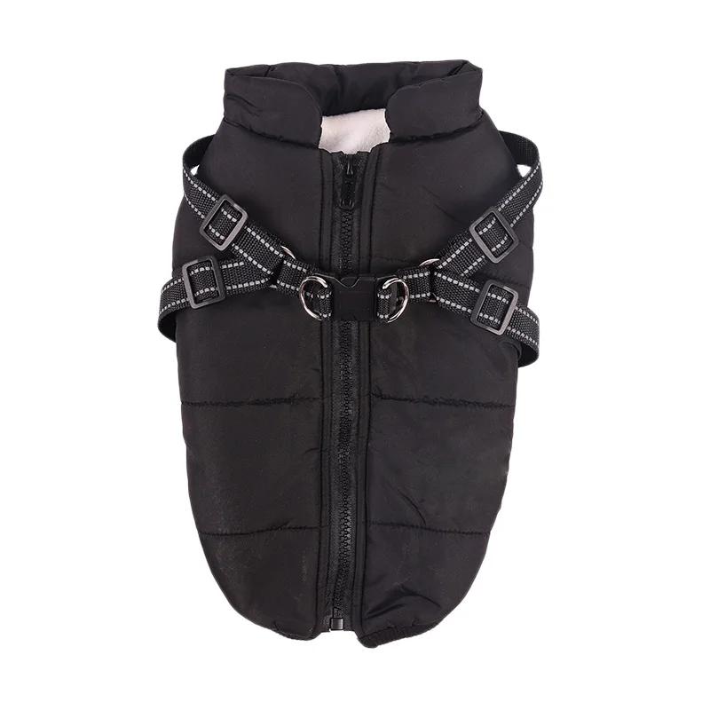 Impermeável grande Pet Dog Jacket com arnês, inverno quente cachorro roupas, casaco Labrador, Big Dog Outfit, Chihuahua, buldogue francês - Image 1