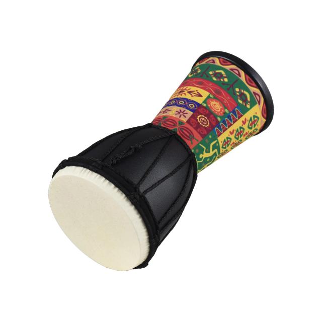 Tambor Portátil Africano de 4 Polegadas: Leveza e Estilo com Padrão Colorido em Bongo