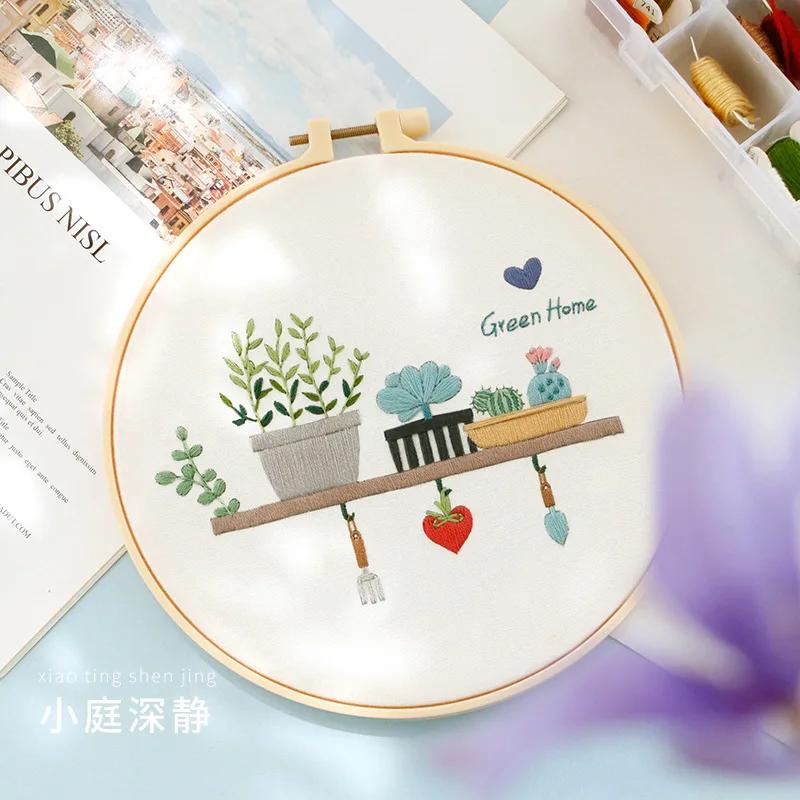 Kit Flor Bordado para Iniciantes, DIY Ponto Cruz Set, Costura Impressa, Artesanato de Arte, Hanging Picture, Home Decor, 20cm Frame - Image 1