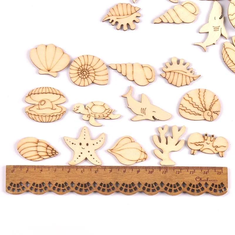 Chips de madeira naturais para Scrapbooking, cão adorável, gato, peixe, Carft, decoração de casa, enfeites DIY, CP3397 - Image 1