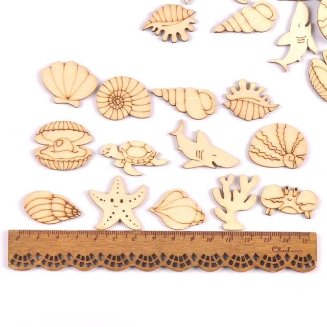 Chips de Madeira Naturais para Scrapbooking e DIY: Decoração de Casa com Temas de Cães, Gatos e Peixes