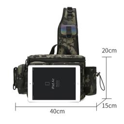 Saco de ombro pesca multifuncional pacote cintura 600d náilon grande multi bolso à prova dwaterproof água caso carretel pesca enfrentar caixas - Image 6