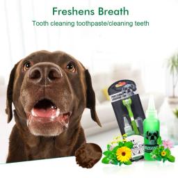 Pet Escova e Creme Dental Set, Gel Creme Dental, Silicone Dedo Toothbrush, Professional Dental Floss, limpeza dos dentes - Image 3