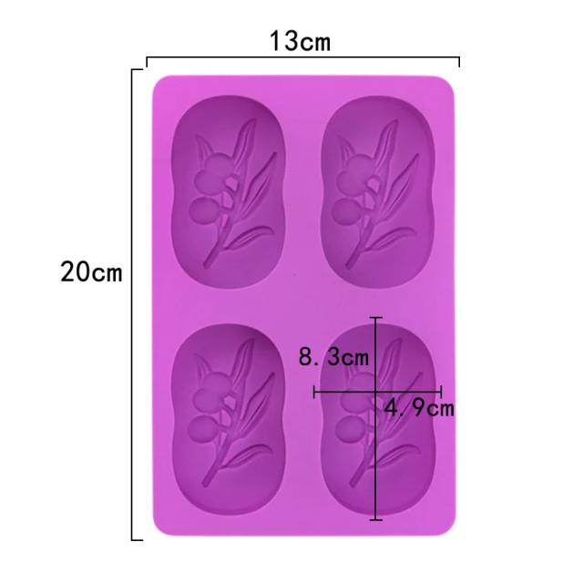 Molde de Silicone Oval com 4 Cavidades para Bolo, Sabão, Vela e Artesanato Decorativo