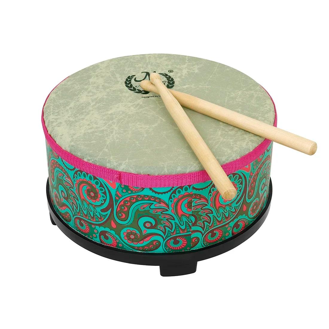 10 Polegada tambor alto tambor de pele de carneiro instrumentos musicais de percussão de madeira maciça tambor de médio alcance pandeiro com baquetas - Image 1