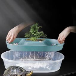 Recipiente Tanque Tartaruga para Tanque de Peixes Répteis, Casa Destacável, Água Fácil de Trocar, Ninho De Plástico, Áreas Para Raça Alimentar, Nadar Bask - Image 5
