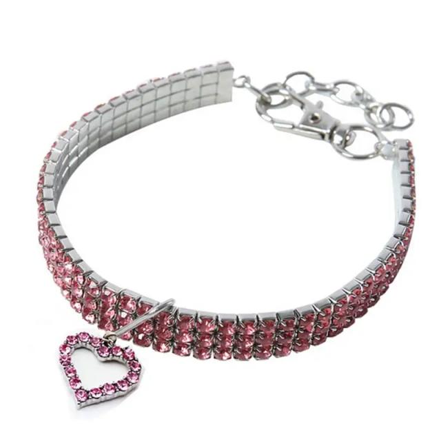 Coleiras Brilhantes com Strass para Cães e Gatos - Acessórios Glamourosos para Pets