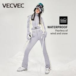 Vecvec-terno de esqui quente para mulheres, terno respirável, à prova de vento, impermeável, jaqueta de neve, esportes ao ar livre - Image 5