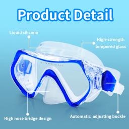 Óculos de natação para crianças Máscara de mergulho profissional de vidro temperado antiembaçante Máscaras de snorkel para natação com protetor nasal - Image 4