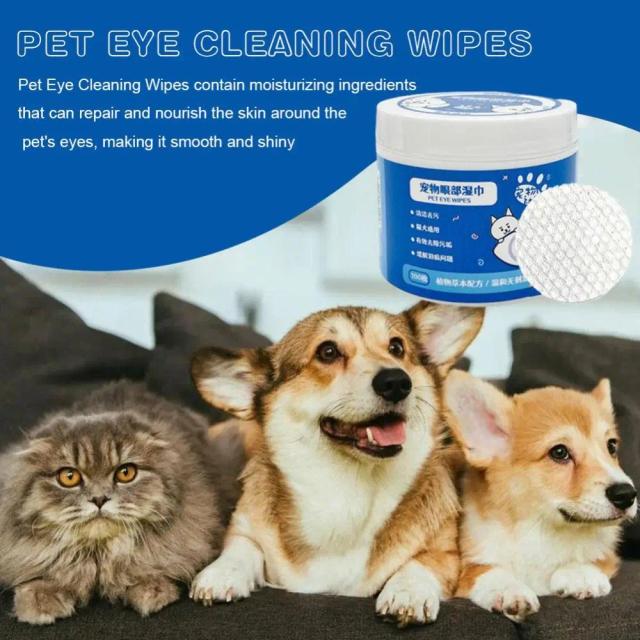 Toalhetes Sem Irritação para Limpeza de Olhos e Orelhas de Cães e Gatos, Remove Manchas de Lacrimejamento