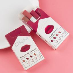 Conjunto de batons com espelho líquido para mulheres, duradouro, impermeável, antiaderente, brilho labial fosco, cosméticos, maquiagem, 4 peças - Image 1