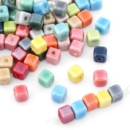 10 pcs moda cores 6mm quadrado contas cubo de cerâmica contas diy 2mm buraco contas feitas à mão porcelana contas para fazer jóias - Image 2