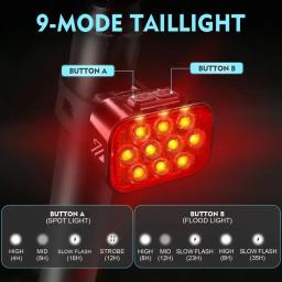 Bucklos luz traseira da bicicleta luz dianteira 1100mah led cob à prova dwaterproof água lâmpada usb recarregável mtb estrada luzes traseiras peças da bicicleta - Image 3