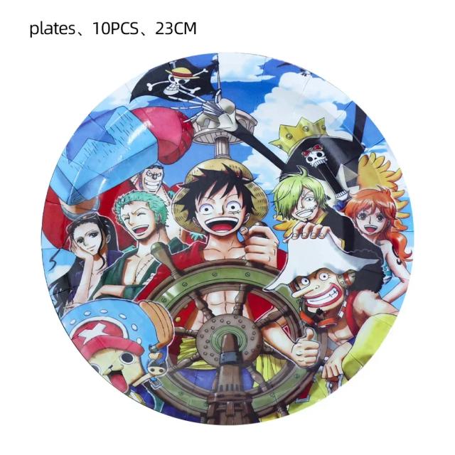 Festa de Aniversário do One Piece: Decorações Completas com Louça, Pratos do Luffy, Copos, Balões, Banner e Bolo Topper para Meninos