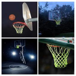 Nightlight basquete net náilon brilhante aro de basquete net 12 loops tamanho padrão brilhante basquete net sol alimentado - Image 2