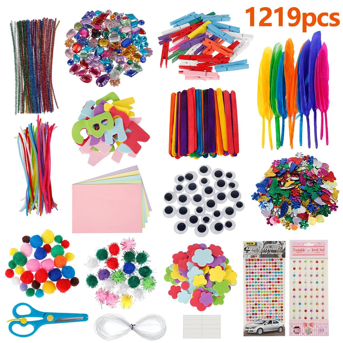 DIY Arte Artesanato conjuntos para crianças, crianças artesanato suprimentos, Kits criativos para projetos escolares, atividades do partido, 1219 PCs - Image 1