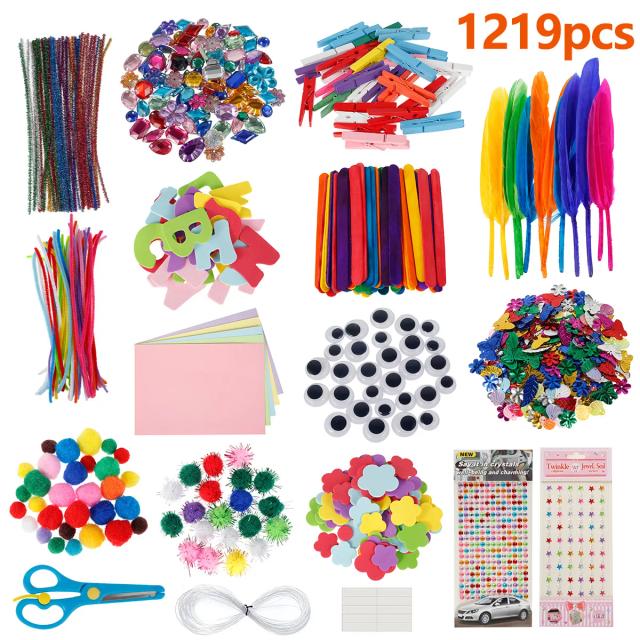 Kits Criativos de Artesanato para Crianças: 1219 Peças para Projetos Escolares e Festas