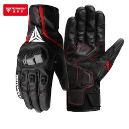 MOTOWOLF-Luvas De Motocicleta De Fibra De Carbono, Windproof, Prevenção De Quedas, Pele De Carneiro, Luva Touchable, 3Mcotton, Pelúcia, Ciclismo - Image 5