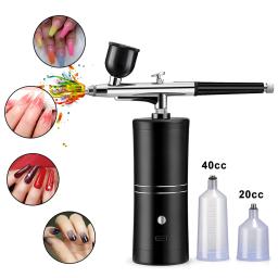 Airbrush Nail Art Paint Spray com Compressor Decoração, Portable Nails Coloring, Air Brush Gun, Pulverizador de Névoa Recarregável - Image 1