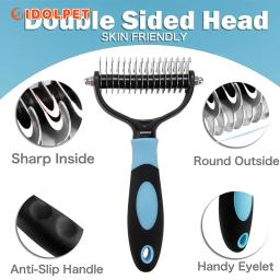 Profissional Pet Deshedding Escova, Dematting Pente Do Cão, Ancinho De Gato, Puppy Grooming Ferramentas, subpêlo, derramamento, voando Cabelo, 2 Lados - Image 2
