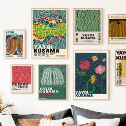 Yayoi Kusama Art Exhibition Wall Poster, Pumpkin Flower Prints, pintura abstrata da lona, quadro para quarto moderno, Home Decor - Image 2