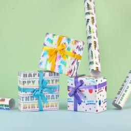 Rolo De Papel De Embrulho, Colorido, Feliz Aniversário, Presentes De Balão, Estrelas, Bolo, Casamento, Baby Shower, 17 "X 120" - Image 3