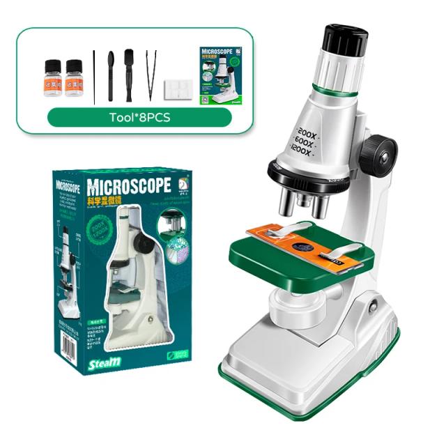Microscópio Infantil de Bolso 200x-1200x com LED para Educação Científica