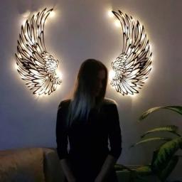 Asas De Pena De Anjo Com Luzes LED, Mural De Metal, Decoração De Parede Artesanato, Decoração De Anjo Pendurado, Fotografia, 1 Par - Image 4