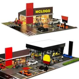 G FANS-Modelo de Diorama de Garagem de Carro com Luzes LED, Estacionamento, Cidade, Conjuntos de Modelos DIY, Pode Ser Combinado com Cidades, 1:64 - Image 1