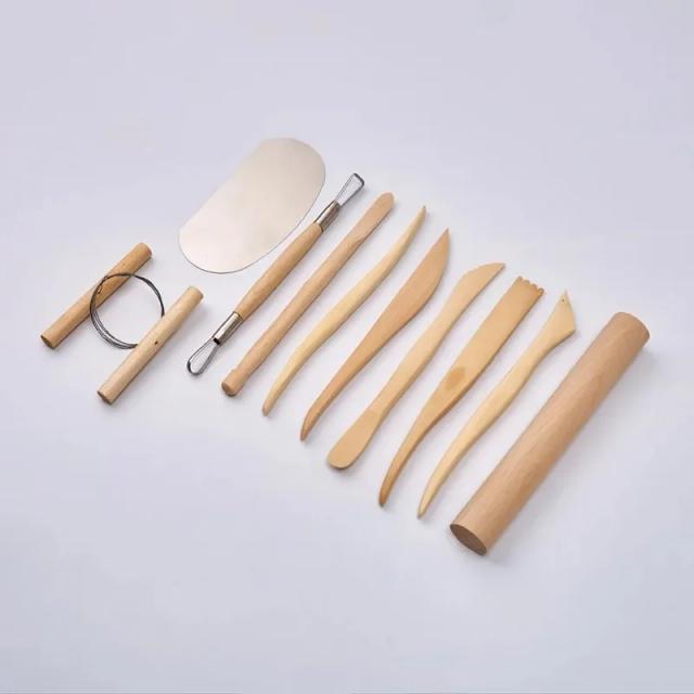 Kit com 10 Ferramentas de Escultura em Madeira e Argila para Artesanato e Modelagem de Estatuetas