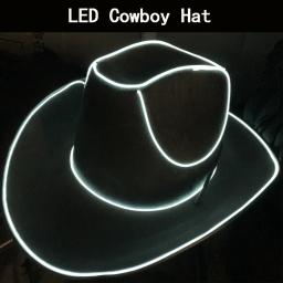 Luz incrível led chapéu de cowboy piscando el fio chapéu led piscando luzes blinky chapéu cowgirl led chapéu de noiva natal casamento - Image 5