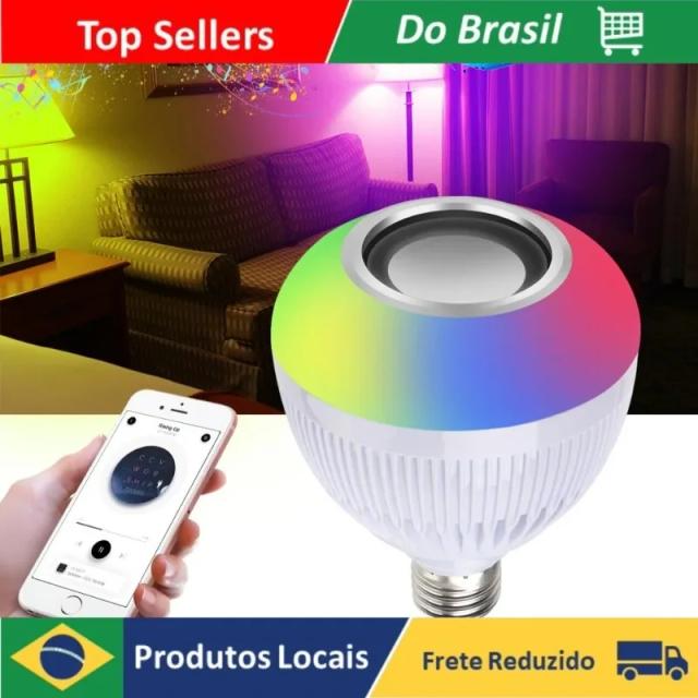Alto-falante Bluetooth 12W com Luz LED Colorida e Controle Remoto