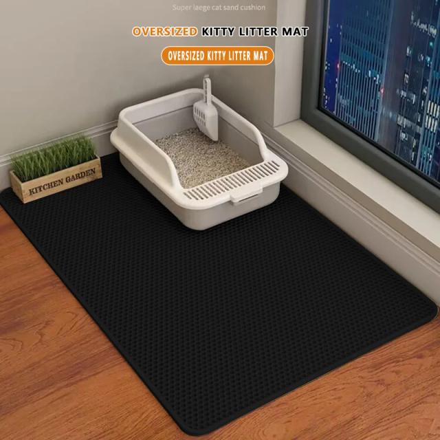 Tapete Impermeável de Dupla Camada para Caixa de Areia de Gato, Antiderrapante e Lavável em EVA, Ideal para Manter o Ambiente Limpo