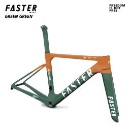 Linda pintura fasterway liberdade chuva quadro de bicicleta estrada carbono com garfo selim braçadeira fone ouvido guiador 32c freio a disco - Image 3