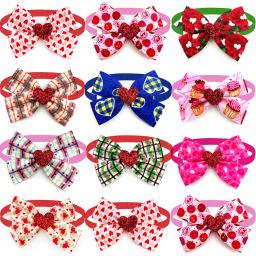 Laços ajustáveis para Pet, Holiday BowTie, Grooming Suprimentos para cães pequenos e gatos, Dia dos Namorados, 50 PCs, 100PCs - Image 1