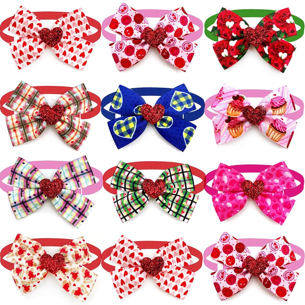 Laços ajustáveis para Pet, Holiday BowTie, Grooming Suprimentos para cães pequenos e gatos, Dia dos Namorados, 50 PCs, 100PCs - Image 1