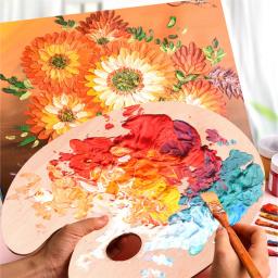 11.2 "X 7.9" Paleta De Tinta De Madeira Com Thumb Hole Wood Oil Paint Palette Artista Palete para Art Supply - Image 1