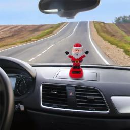 Natal movido a energia solar balançando cabeça boneca bonito carro ornamento solar papai noel árvore boneco de neve elk bobblehead boneca interior - Image 3