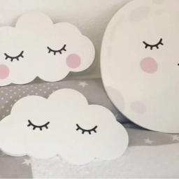Adesivos decorativos para decoração de casa, Adesivos de parede de madeira, Nuvens Nuvens para crianças, Quarto do bebê - Image 2