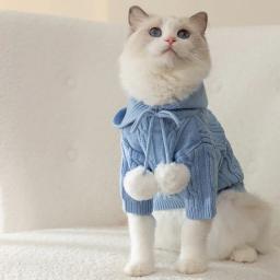 Roupas quentes de inverno para gatos, roupas pet, roupas fashion, casacos, suéter macio, capuz, pet primavera - Image 2