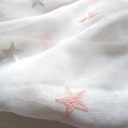 Estrelas bordadas cortina de algodão linho cinza/rosa estrela bordado tule para crianças meninas meninos quarto janela tela pura wp159h - Image 6