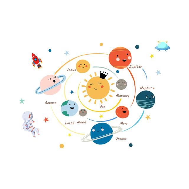 Adesivo de Parede de Astronauta Cartoon para Quarto Infantil - Decoração Auto-Adesiva 1 Peça