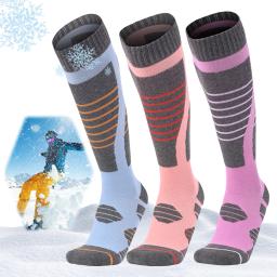 Inverno meias de esqui térmicas ciclismo futebol snowboard meias tubo alto para mulheres esqui ao ar livre ciclismo correndo caminhadas - Image 2