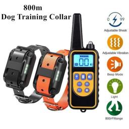 800m coleira de treinamento do cão elétrico à prova dwaterproof água pet controle remoto recarregável treinamento coleira do cão com som vibração choque - Image 1