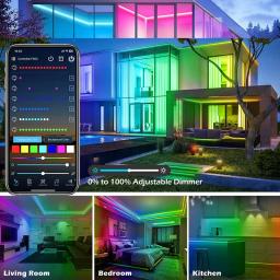 Fita LED com Controlo de Aplicações, RGB, WS2812B, Efeito de Perseguição, Bluetooth, Fita, Festa, Quarto, Cozinha, Decoração, 20m, 12LEDs/m - Image 5