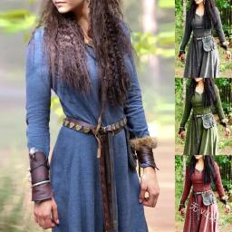 Vestido medieval feminino manga longa maxi robe vintage fada elven vestido renascentista celta viking gótico cosplay trajes - Image 1